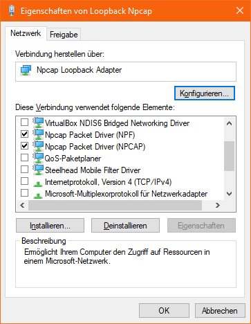 Npcap loopback adatper