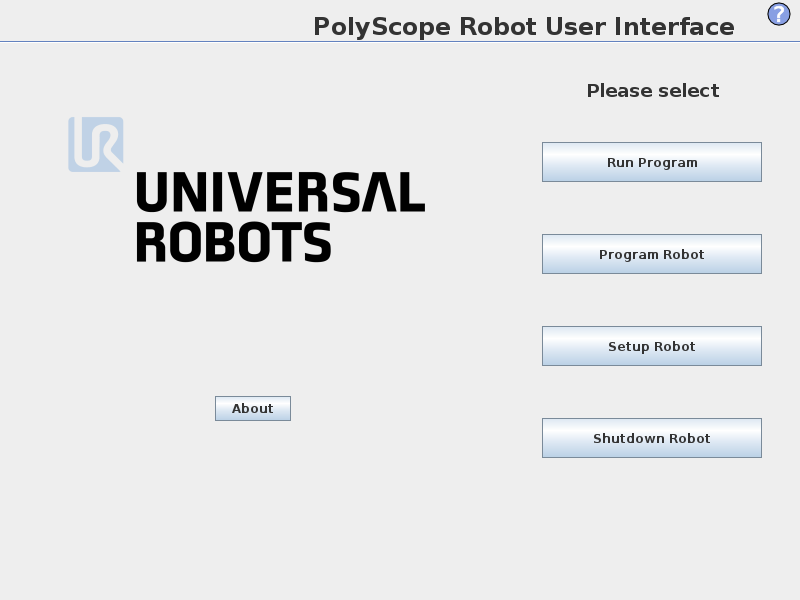 Welcome screen of a CB3 robot