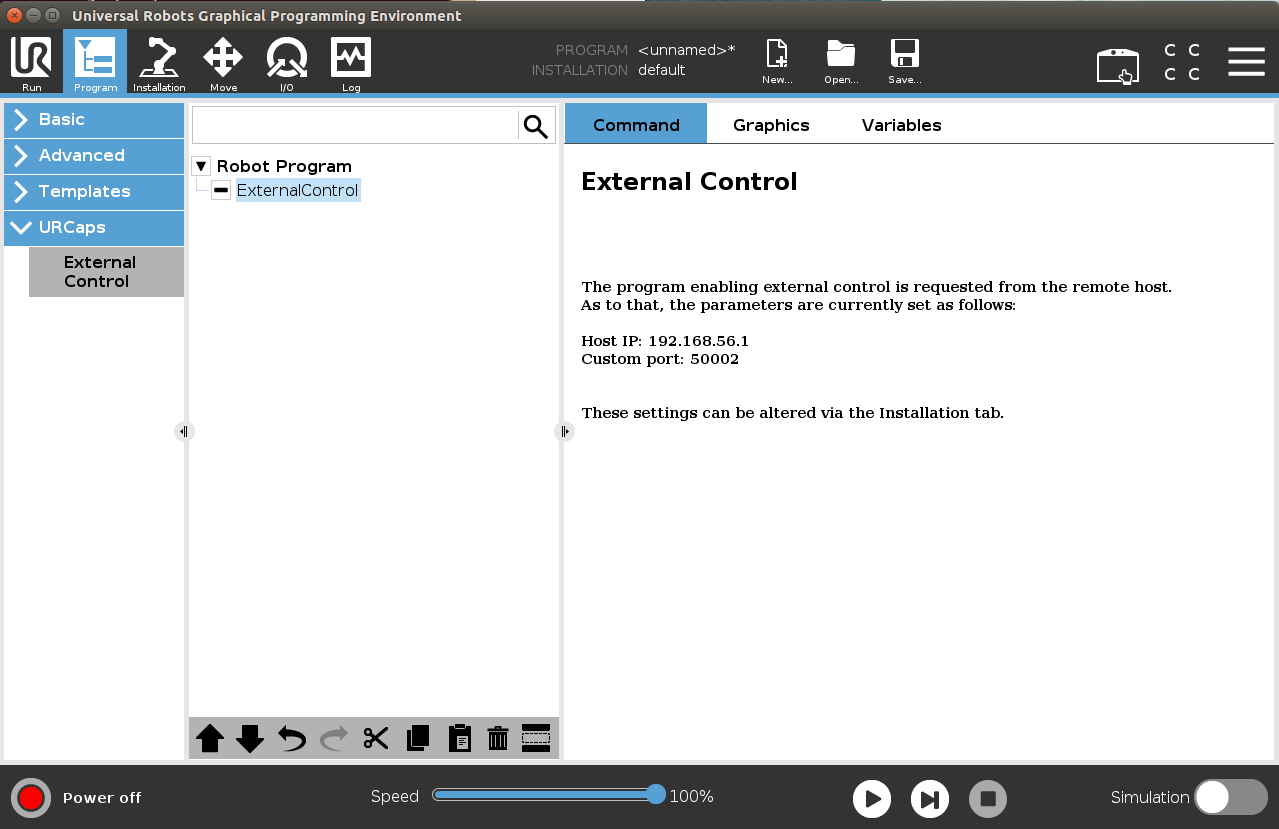 Program view of external control
