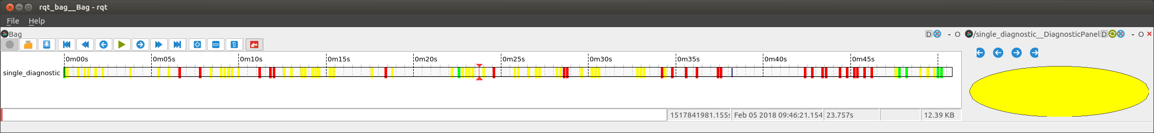 screenshot of rqt_bag with colored timeline and extra panel on the side