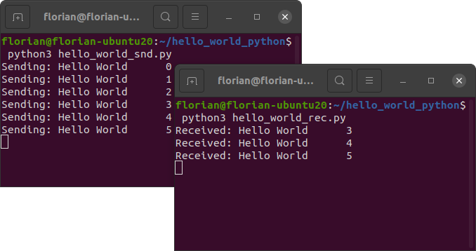 Python Hello World Sender and Receiver
