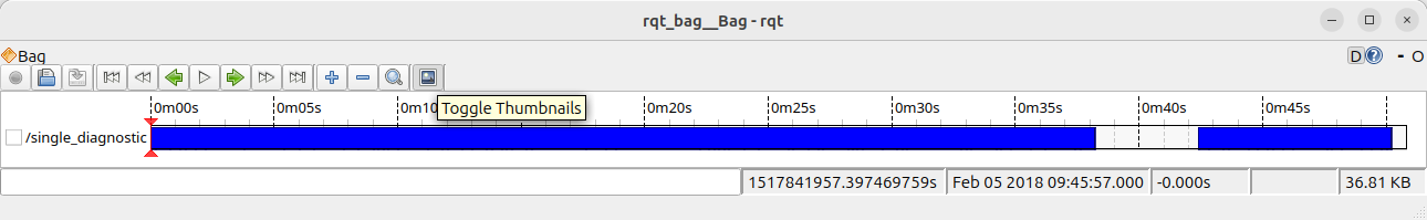 screenshot of rqt_bag with blue bars drawn on the timeline