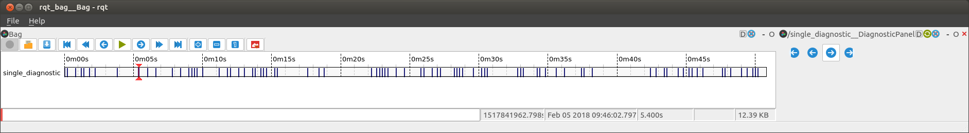 screenshot of rqt_bag with blank extra panel