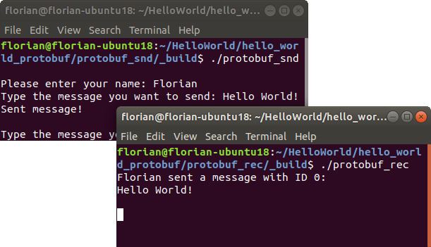 Hello World Protobuf sender and receiver