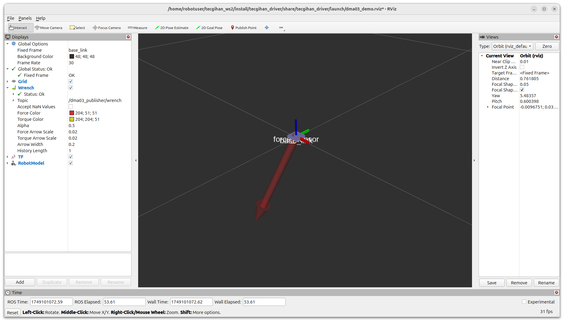 RViz2 DMA-03 for Robot Demonstration