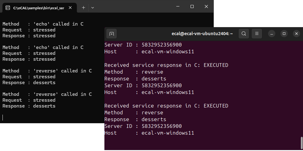 eCAL service samples over network