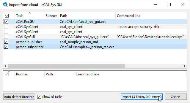 eCAL Sys - Import from cloud