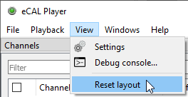 eCAL Player Reset Layout